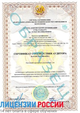 Образец сертификата соответствия аудитора №ST.RU.EXP.00014299-1 Артемовский Сертификат ISO 14001